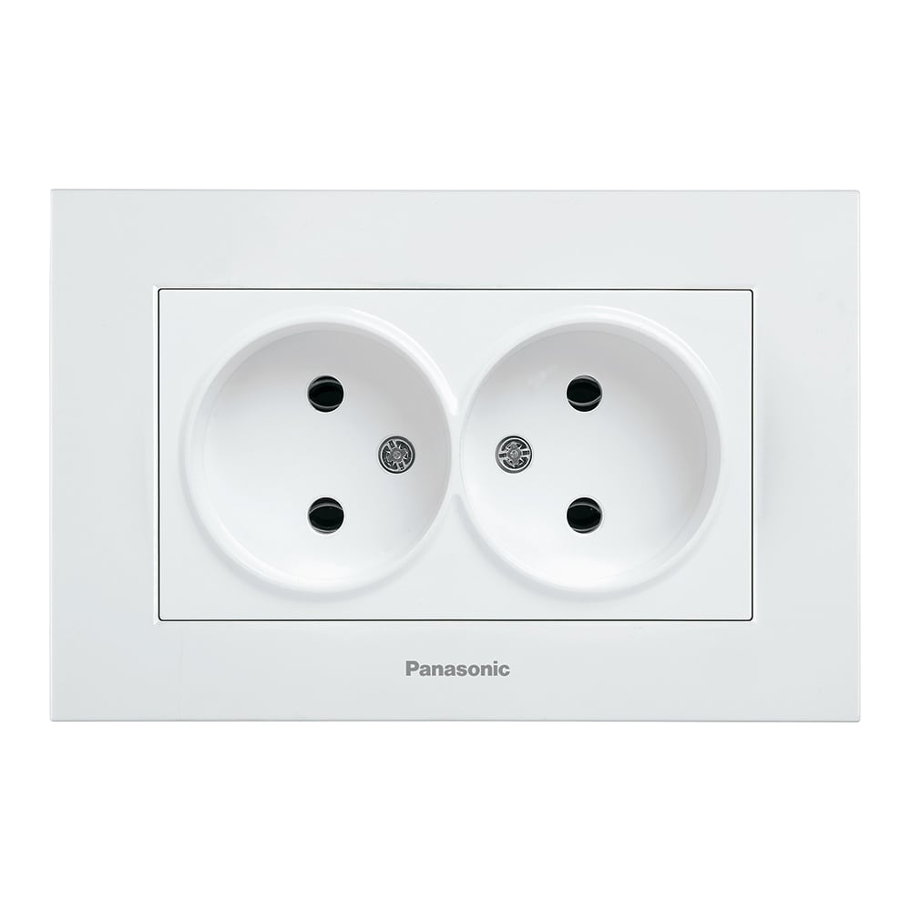 фото Розетка panasonic 2-я б/з белая karre plus 45156 wktc0204-2wh