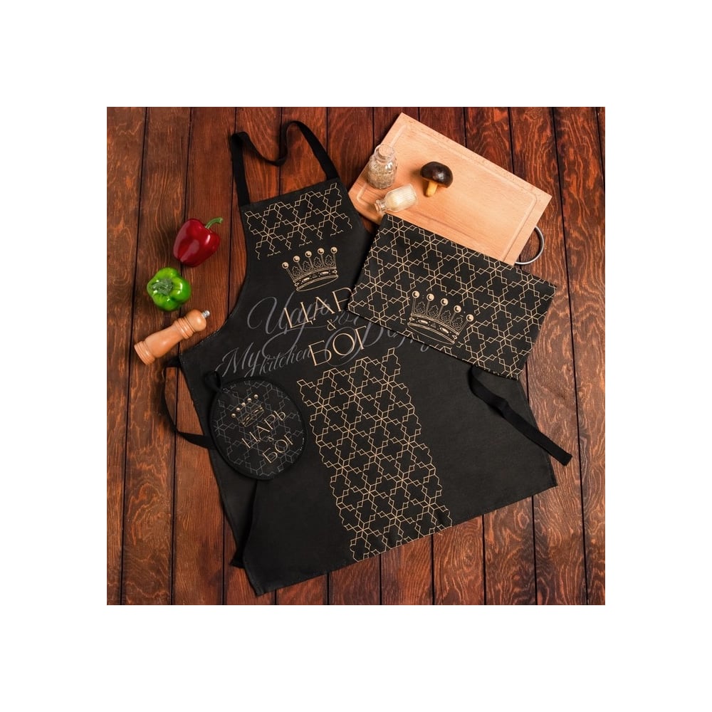 Изображение товара Кухонный набор Доляна Царь 3 предмета фартук прихватка полотенце