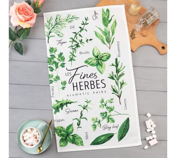 Изображение товара Полотенце Доляна кухонное Fines herbes 35x60 см, 100% хлопок, 160 г/кв.м 5423110