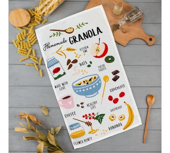 Изображение товара Полотенце Доляна кухонное Granola 35x60 см, 100% хлопок, 160 г/кв.м 5423145