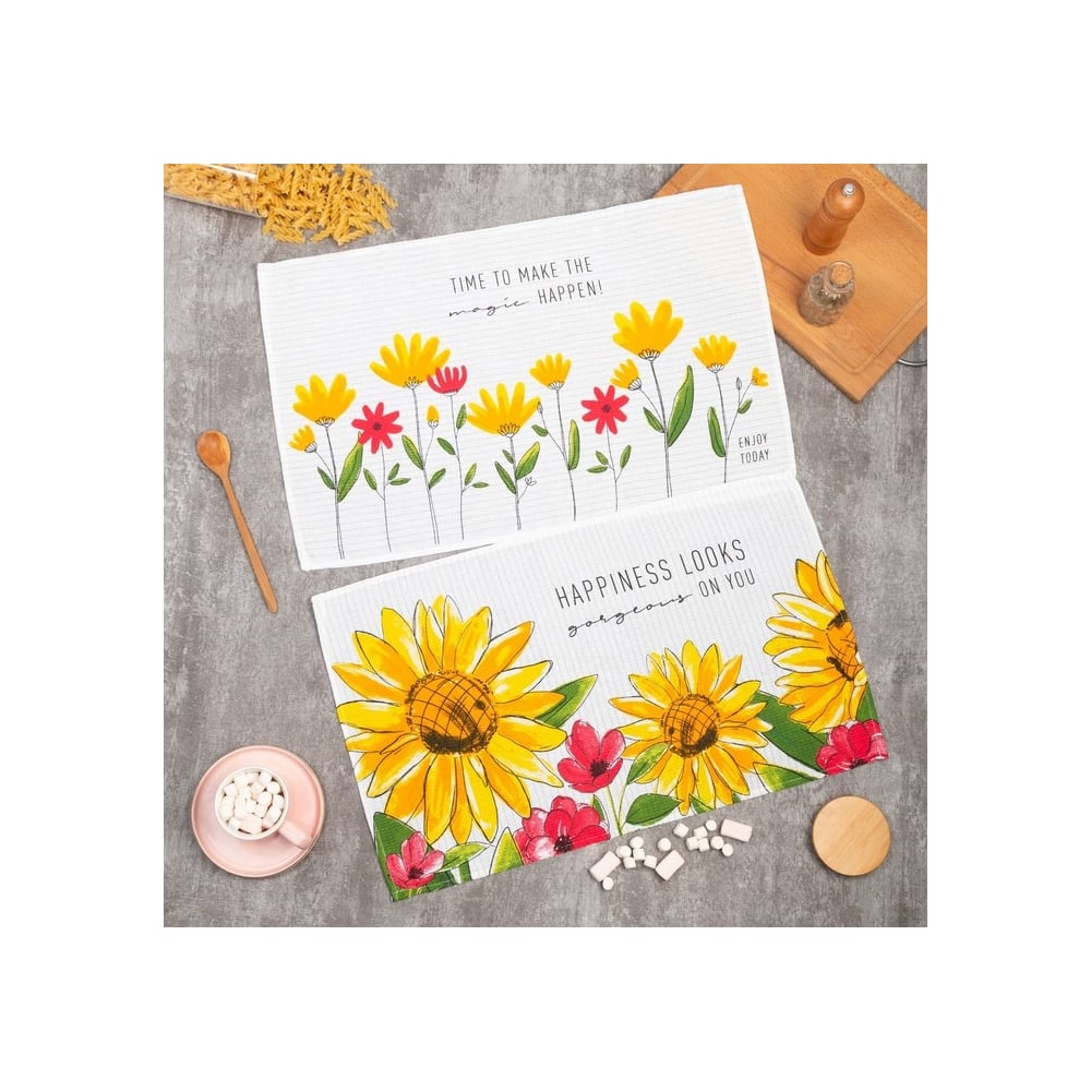 Изображение товара Набор кухонных полотенец Доляна Happiness 35x60 см 2 шт 100% хлопок