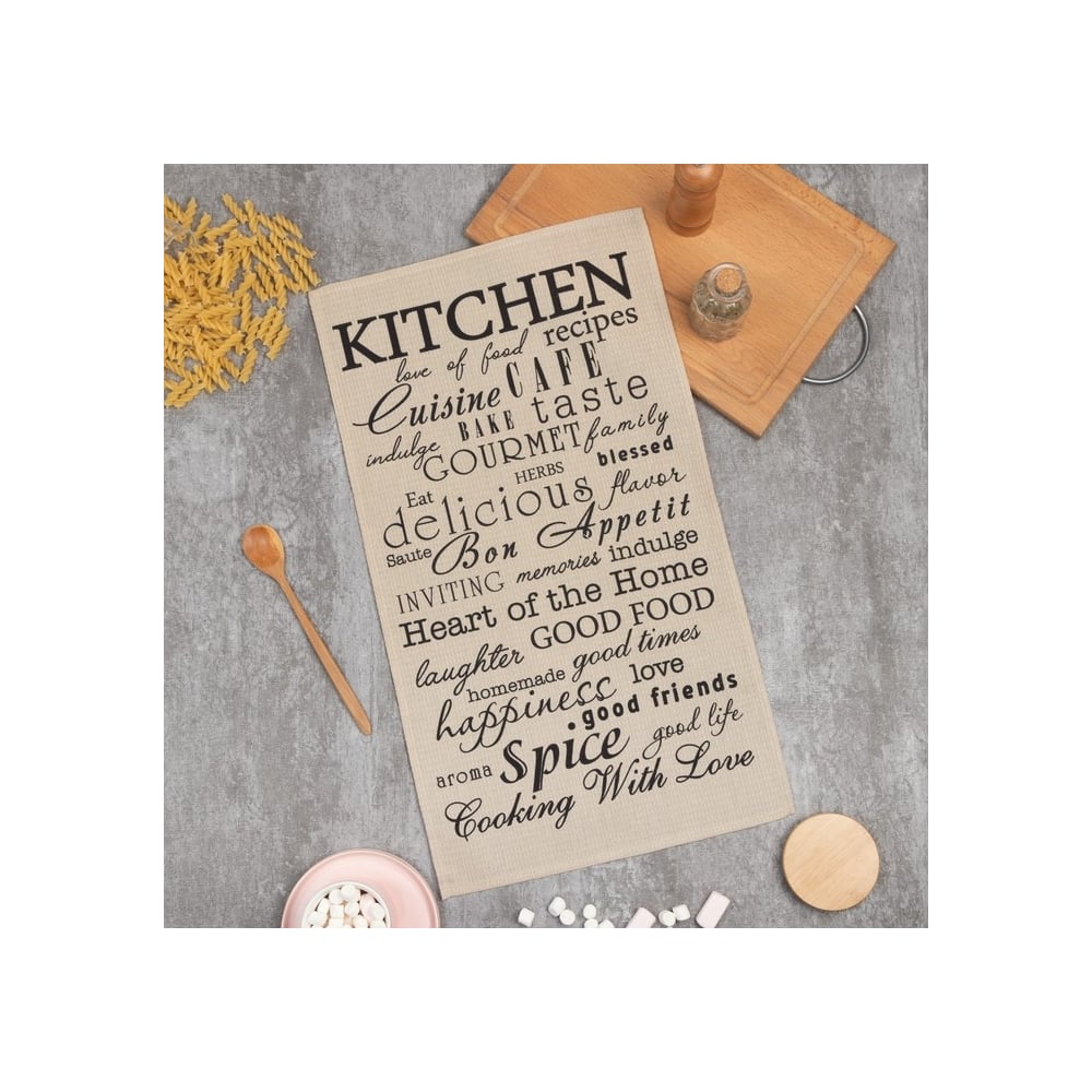 Изображение товара Полотенце Доляна Kitchen 35x60 см, 100% хлопок, вафля 160 г/кв.м 7690550