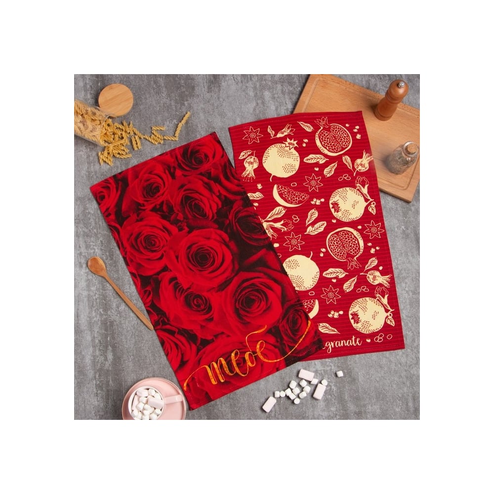 Изображение товара Кухонные полотенца Доляна 35x60 см, набор 2 шт, 100% хлопок