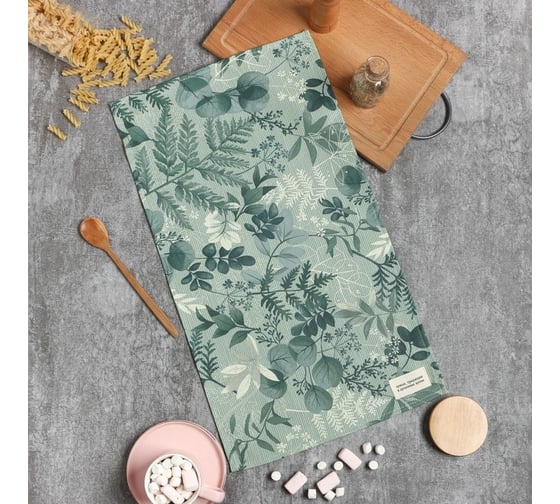 Изображение товара Полотенце Доляна Лесная прохлада 33x60 см, 50% хлопок, 50% полиэстер, рогожка 158 г/кв.м 9462697