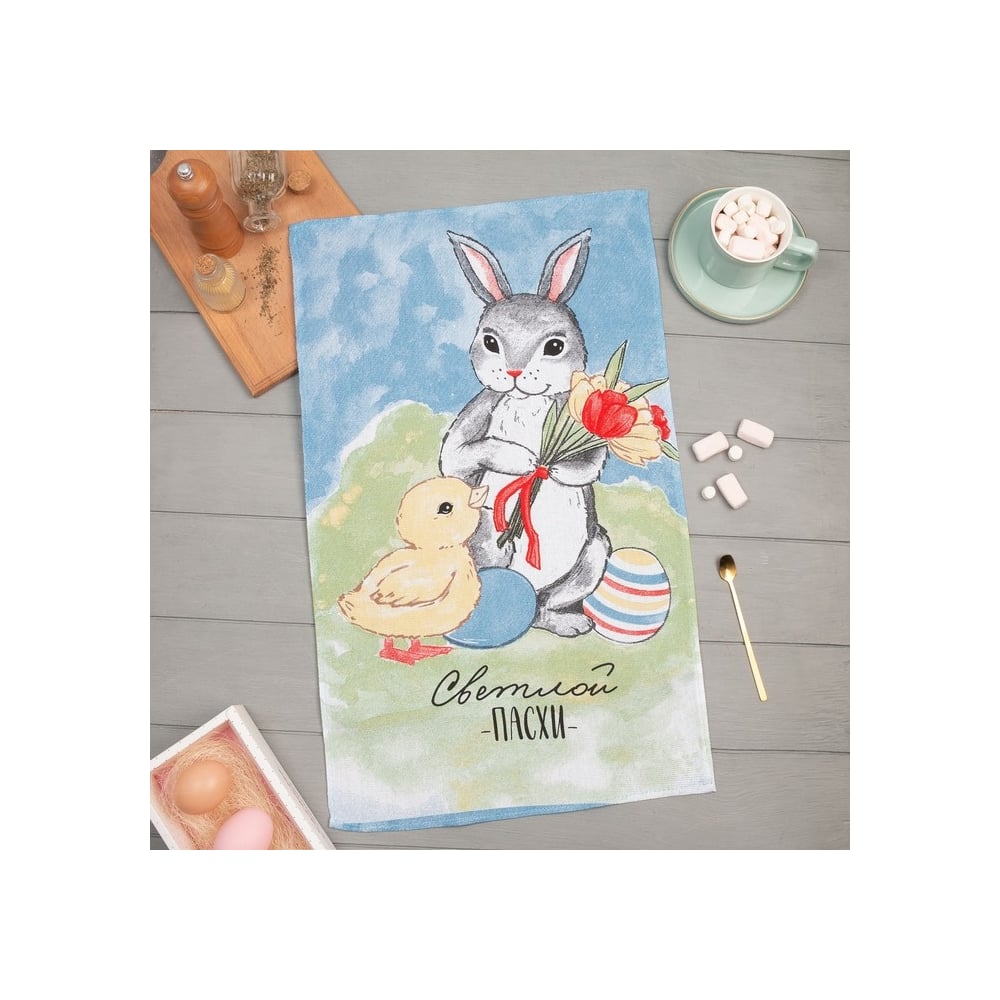 Изображение товара Полотенце Доляна Светлой Пасхи 35x60 см 100% хлопок рогожка