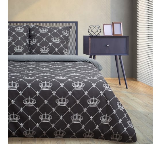 Изображение товара Комплект постельного белья Этель евро Crown 200x217 см, 220x240 см, 70x70 см - 2 шт., бязь 4150394