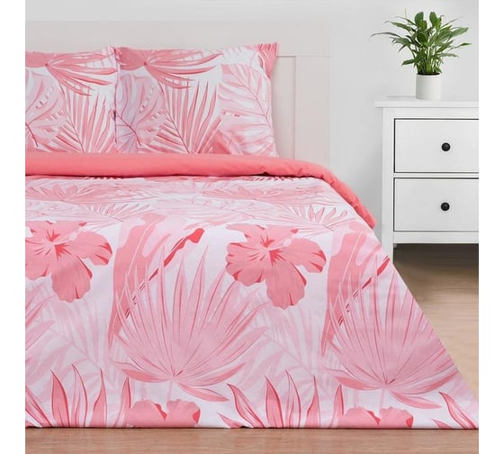 Изображение товара Комплект постельного белья Этель 1.5 спальный, Tropics (вид 1) 143x215 см, 150x214 см, 70x70 см, 2 шт., поплин 125 г/м2 5418232