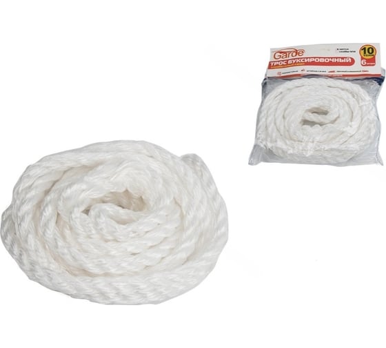Изображение товара Буксировочный трос GARDE 10 т, петли, 6 м, корабельный канат в сумке TBP106