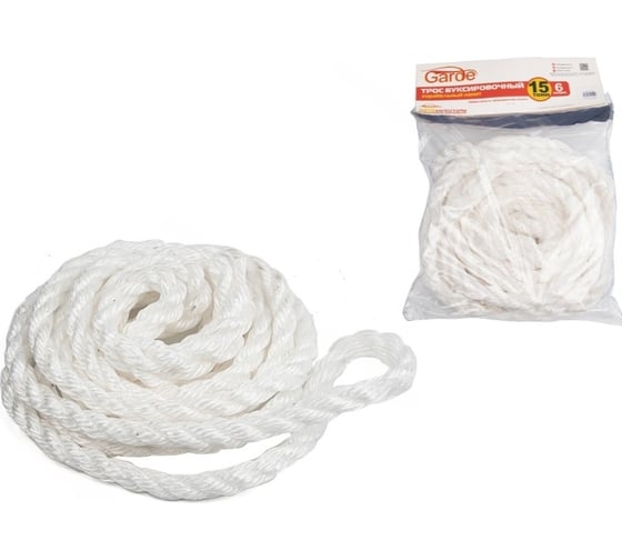 Изображение товара Буксировочный трос GARDE 15 т, петли, 6 м, корабельный канат в сумке TBP156