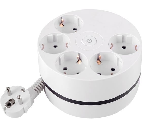 Изображение товара Удлинитель ROCKETSOCKET power wheel extended 5 euro 16a, кабель 3,0м, цвет белый GNS5005