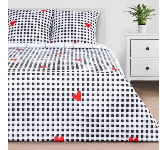 Изображение товара Комплект постельного белья Этель 1.5 спальный, Big love 143x215 см, 150x214 см, 70x70 см - 2 шт., бязь 5181632