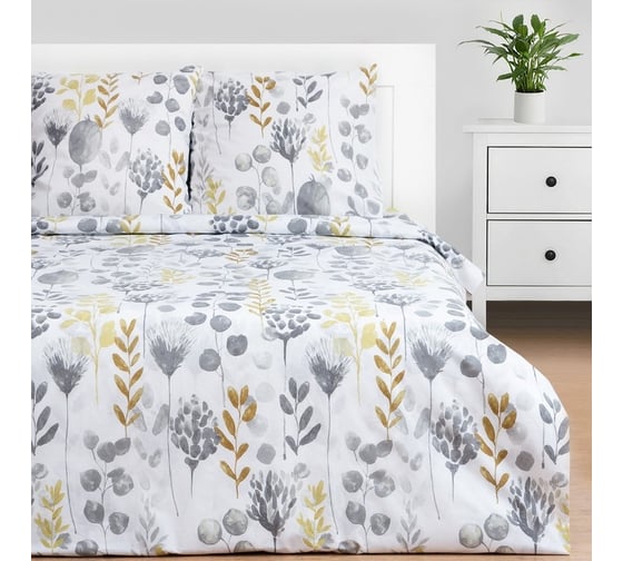Изображение товара Комплект постельного белья Этель евро Flora and spring (вид 2) 200x217 см, 220x240 см, 70x70 см - 2 шт., поплин 7533773