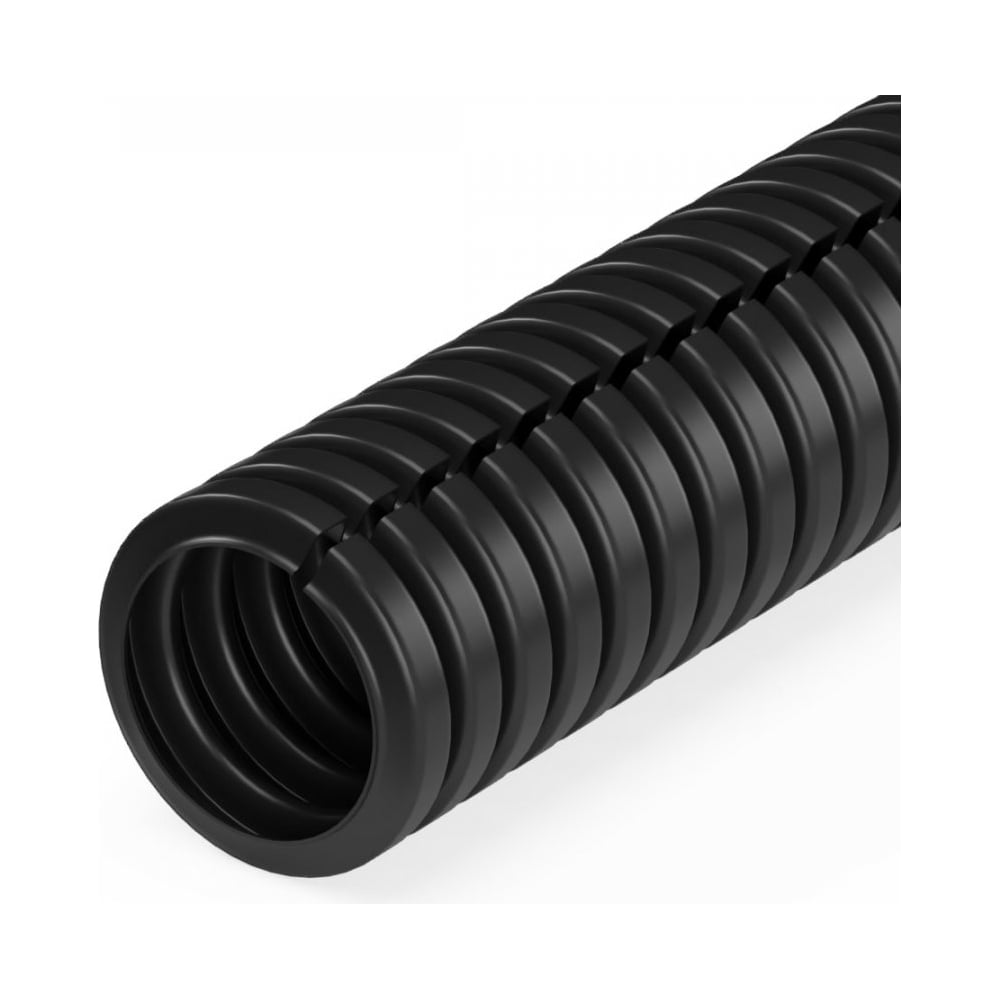 Изображение товара Гофрированная труба Промрукав ПА негорючая 25м черная разрезная