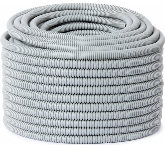 Изображение товара Труба ПВХ OBO Bettermann гибкая гофрированная, легкая с протяжкой, Ø 20 мм, RAL7035 бухта 100 м 6835817