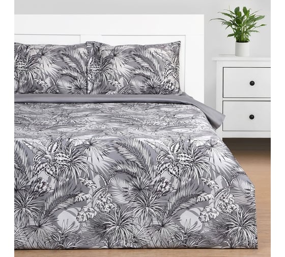 Изображение товара Комплект постельного белья Этель евро Tropical vibes 200x217 см, 220x240 см, 50x70 см - 2 шт., мако-сатин 114 г/м2 9355450