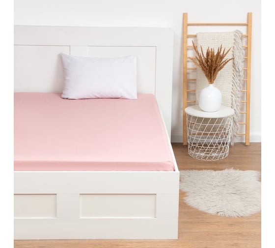 Изображение товара Простыня на резинке Этель 140x200x25, розовый, 100% хлопок, бязь 125 г/м2 9046078