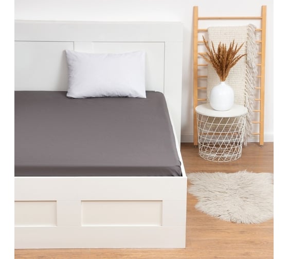 Изображение товара Простыня на резинке Этель 160x200x25, серый, бязь 125 г/м2 9046015