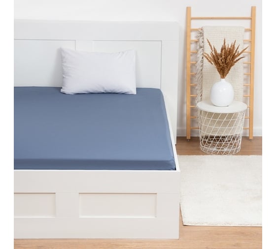 Изображение товара Простыня на резинке Этель 140x200x25, синий, 100% хлопок, бязь 125 г/м2 9046030