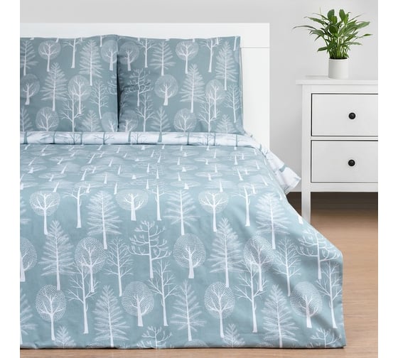 Изображение товара Комплект постельного белья Этель 2 спальный, Forest 175x215 см, 200x220 см, 70x70 см - 2 шт., поплин 7733872