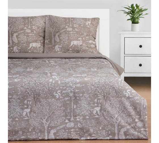 Изображение товара Комплект постельного белья Этель евро Сказочный лес 200x215 см, 220x240 см, 70x70 см - 2 шт., поплин 125 г/м2 7986074