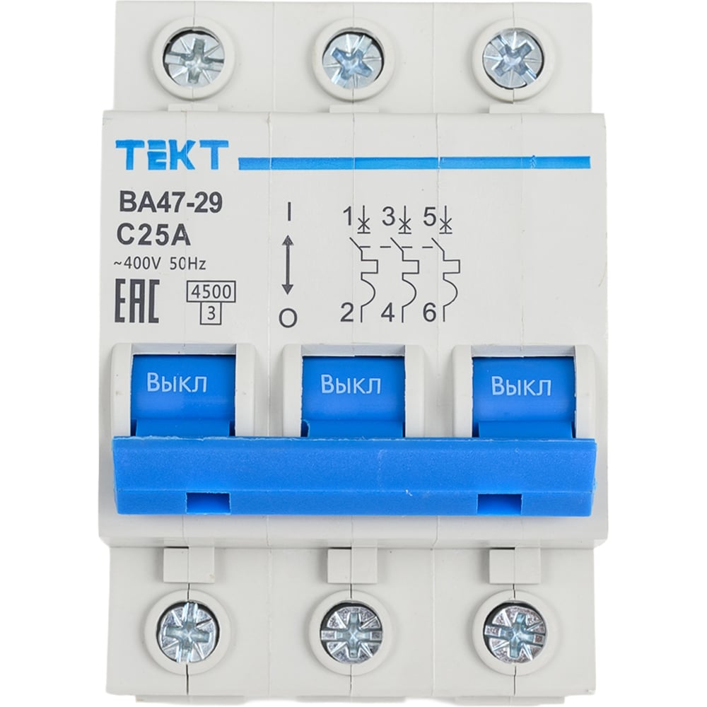 Изображение товара Автоматический выключатель МЭЗ ВА 47-29 3Р 25А C 4,5 кА для электросетей