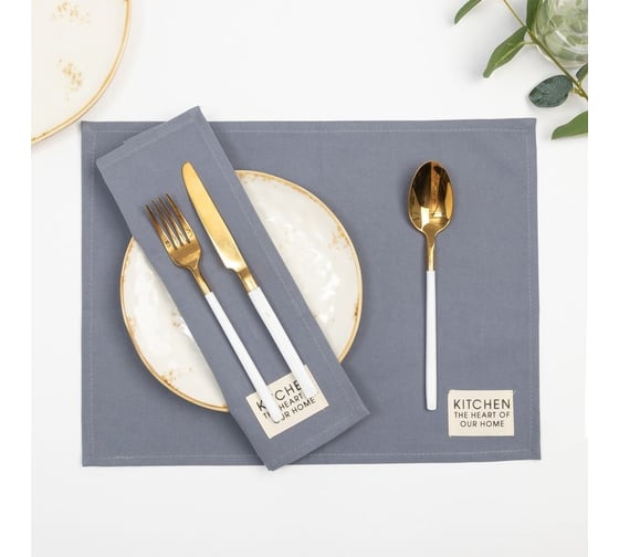 Изображение товара Набор салфеток Этель Kitchen, синий, 30x40 см, 2 шт, 100% хлопок, саржа 220 г/м2 7865984