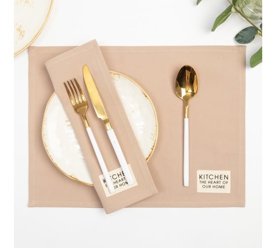 Изображение товара Набор салфеток Этель Kitchen, бежевый, 30x40 см, 2 шт, 100% хлопок, саржа 220 г/м2 7866006