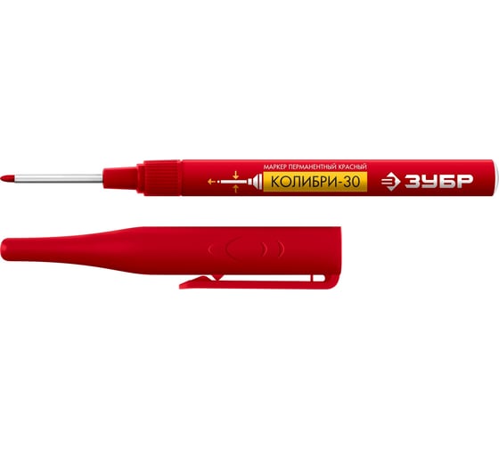 Изображение товара Перманентный маркер ЗУБР Профессионал Колибри-30 1 мм, заостренный, красный 06338-3