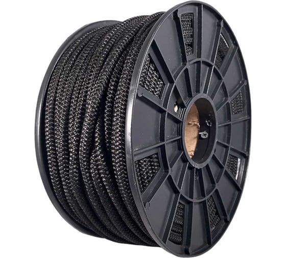 Изображение товара Шнур резиновый ООО Оптхозторг 8 мм 50 м оплетка полипропилен эластичный черный 0788503