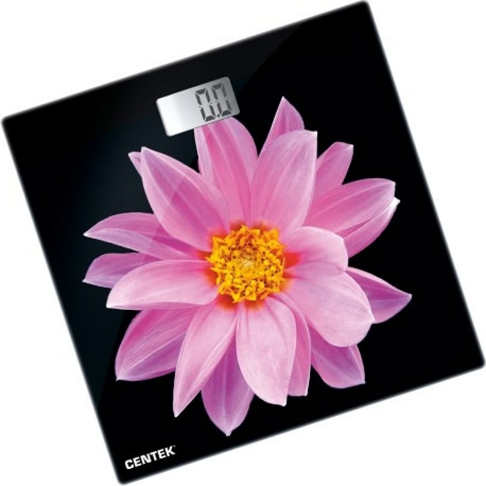 фото Напольные электронные весы centek pink flower 180кг, lcd 45x28,размер 26х26см ct-2416 pink flower