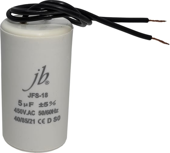 Изображение товара Конденсатор пусковой JB Capacitors, 5мкФ, 450В, 35x65, JFS-18 (гибкие выводы), JFS18A6505J000000B-211