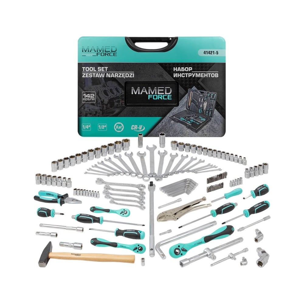 Изображение товара Набор инструментов MAMEDFORCE 142пр. 1/4", 1/2" MF-41421-5(57363)