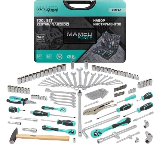 Изображение товара Набор инструментов MAMEDFORCE 142пр. 1/4", 1/2" MF-41421-5(57363)