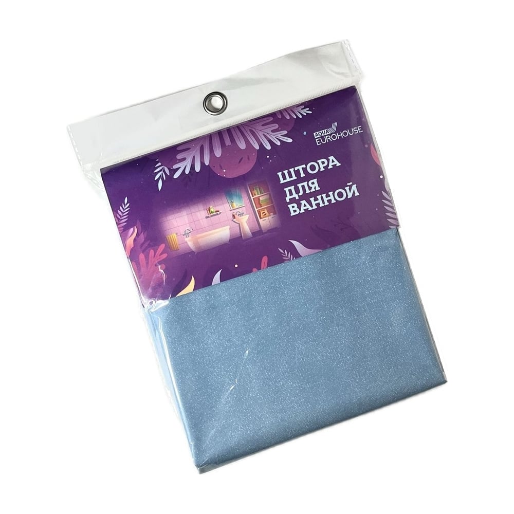 Изображение товара Штора для ванной EUROHOUSE PEVA 180x180см сине градиент пластиковые кольца