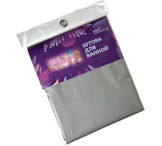 Изображение товара Штора для ванной EUROHOUSE PEVA, 180x180см, 12 пластиковых колец, серый градиент 16240