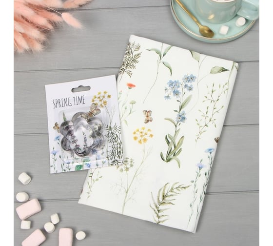 Изображение товара Набор Этель Весеннее время полотенце 40x73 см, саржа 190 гр/м2, формочки для печенья 10121435