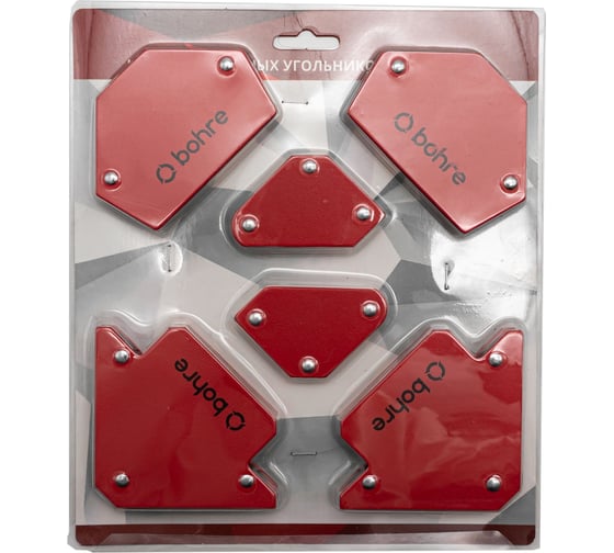 Изображение товара Набор угольников магнитных 45x90x135 градусов, 4.5 кг 2 шт, 11.5 кг 2 шт, 11.5 кг 2 шт Bohre КБ011453