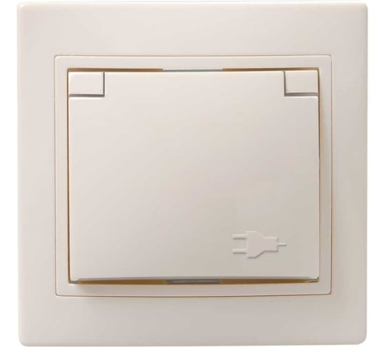 Изображение товара Розетка GENERICA РСбш10-3-ККм 1местн. c з/к с защ.штор. с крышкой 16А кремовый ERK12-K33-16-DM