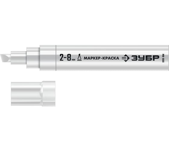 Изображение товара Маркер-краска ЗУБР Профессионал МК-800 2-8 мм, клиновидный, белый, экстрабольшой объем 06327-8