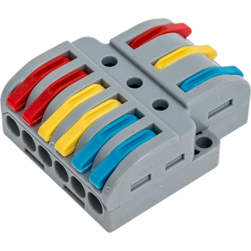 Изображение товара Строительно-монтажная клемма ответвительная Промрукав сечение 0,08 - 4 мм² 3-проводная 6 выводов серая 20шт. PR08.12598