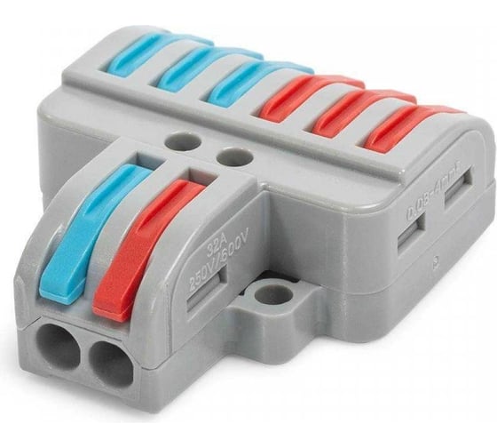 Изображение товара Строительно-монтажная клемма ответвительная Промрукав сечение 0,08 - 4 мм² 2-проводная 6 выводов серая 20шт. PR08.12597