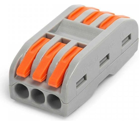 Изображение товара Строительно-монтажная клемма проходная Промрукав сечение 0,08 - 4 мм² 3-проводная серая 25шт. PR08.12592