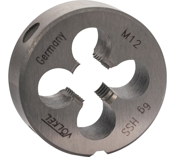 Изображение товара Плашка VOLKEL М12 шаг 1.75мм DINEN22568 HSS 38x14мм 27450 V27450