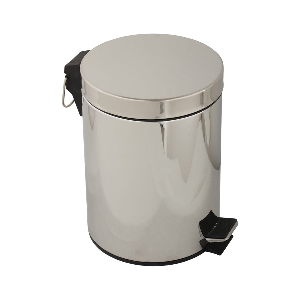 фото Ведро для мусора veragio gifortes 5 литров круглое, с крышкой, хром vr.gft-9020.cr