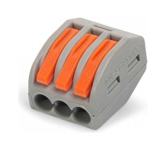 Изображение товара Строительно-монтажная клемма Промрукав сечение 0,08 - 4 мм² 3-проводная серая 50шт. PR08.12588