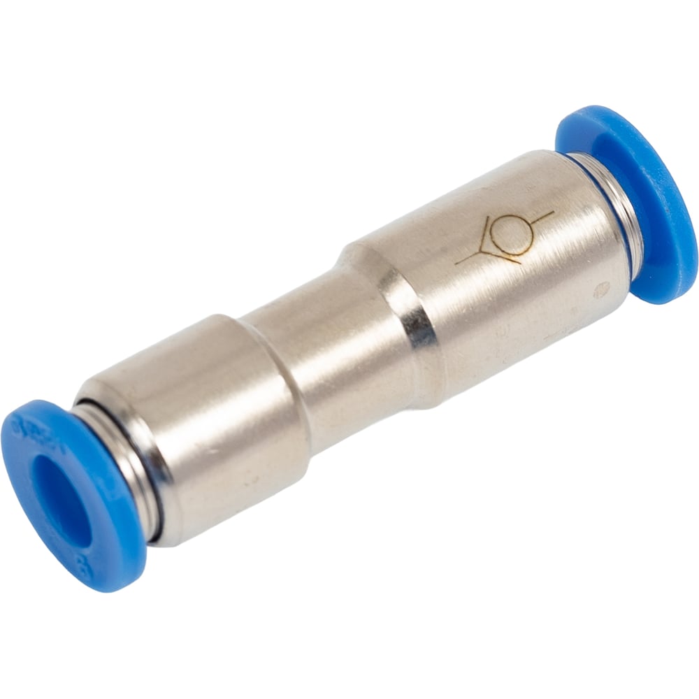 Изображение товара Цанговый фитинг прямой с клапаном 6 мм SHPI CVPU 06 никелированная латунь