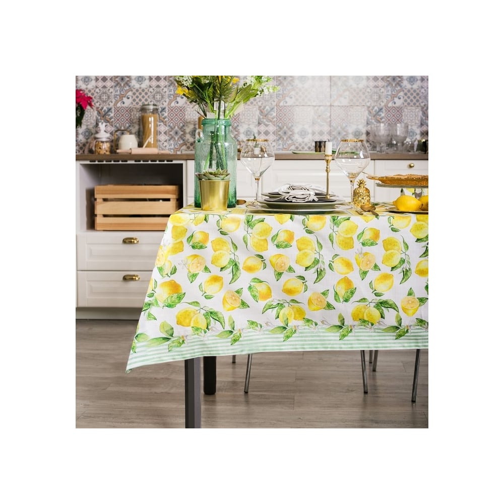 Изображение товара Скатерть Этель Лимоны 180x147 см из хлопка репс яркий дизайн