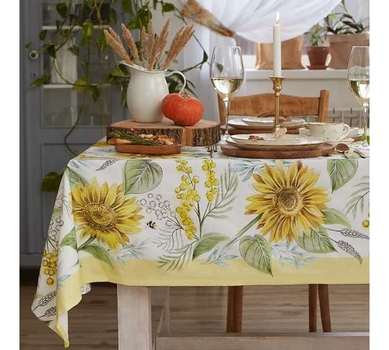 Изображение товара Скатерть Этель Солнечные цветы 220x147 см, 100% хлопок, саржа 190 г/м2 4645838