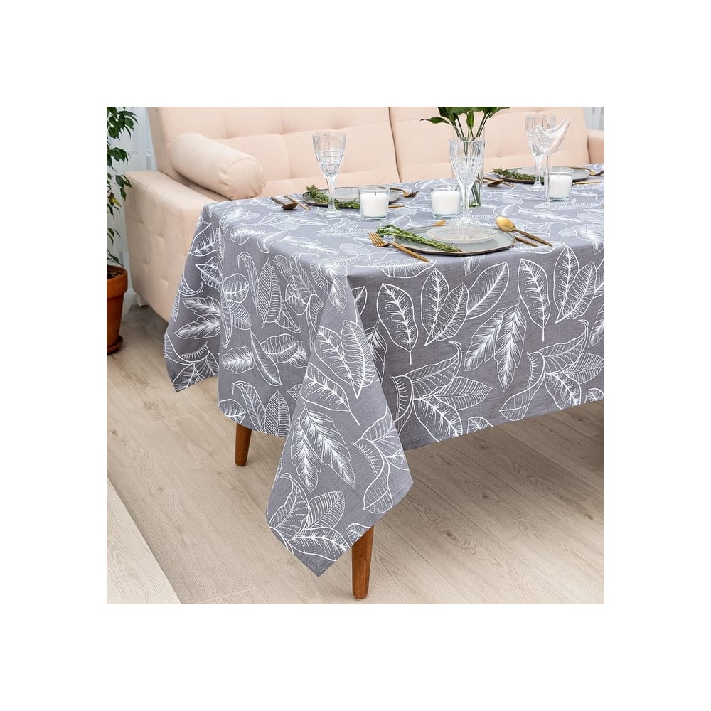 Изображение товара Скатерть Этель Ease 149x180 см из 100% хлопка серого цвета