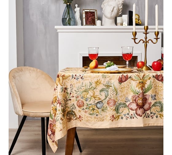 Изображение товара Скатерть Этель Floral pattern 147x184 +/-2 см с ГМВО, 100% хлопок, саржа 190г/м2 7587297